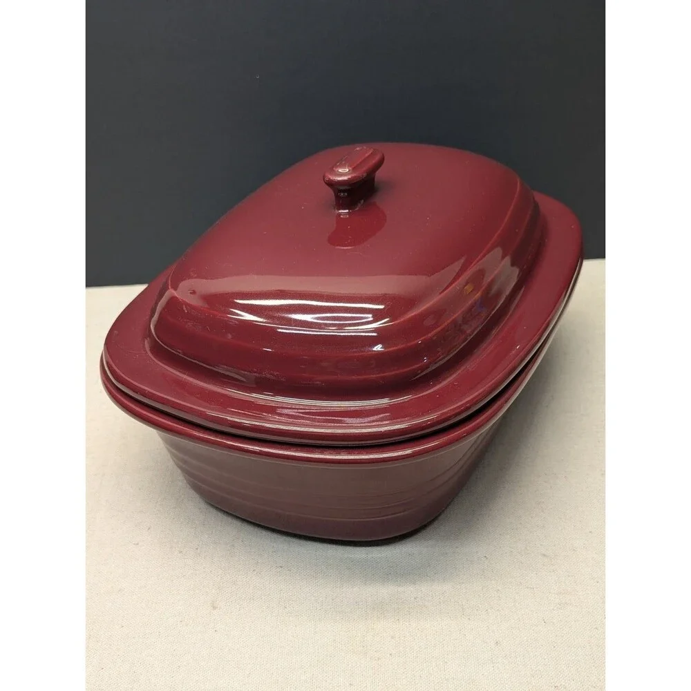 The Pampered Chef Cranberry Red Deep Covered Baker Dutch Oven 3.1 QT 3L USA